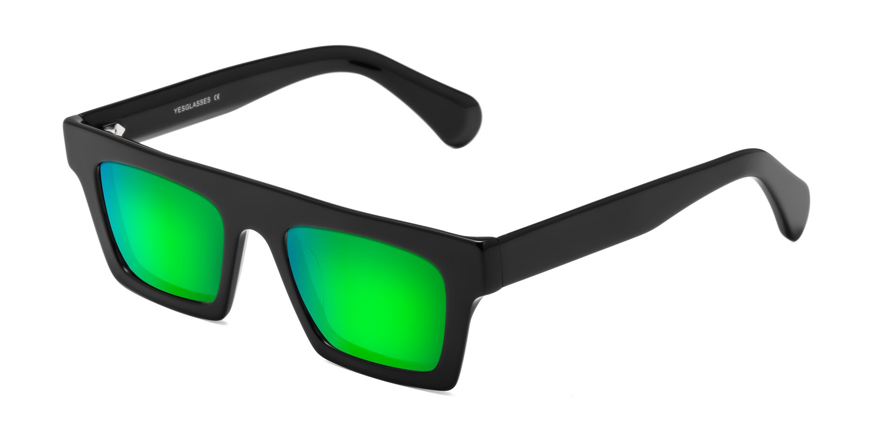 Angle of Senda in Black with Green Mirrored Lenses