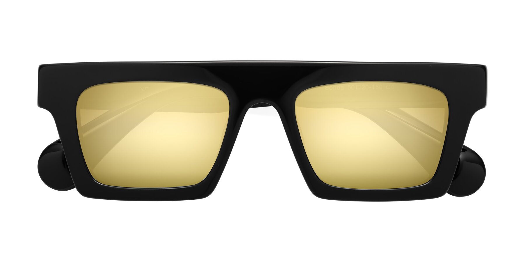 Folded Front of Senda in Black with Gold Mirrored Lenses