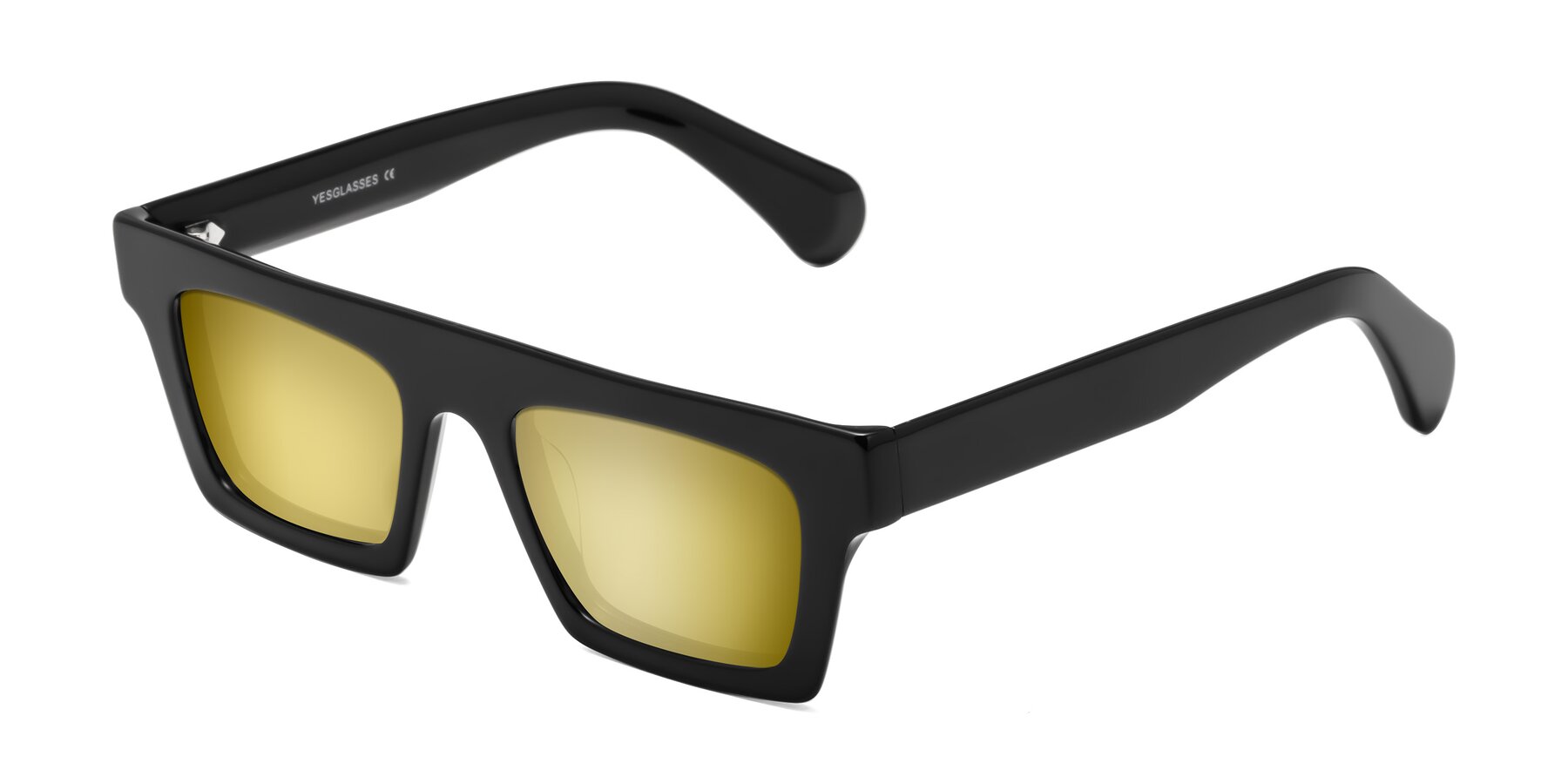 Angle of Senda in Black with Gold Mirrored Lenses