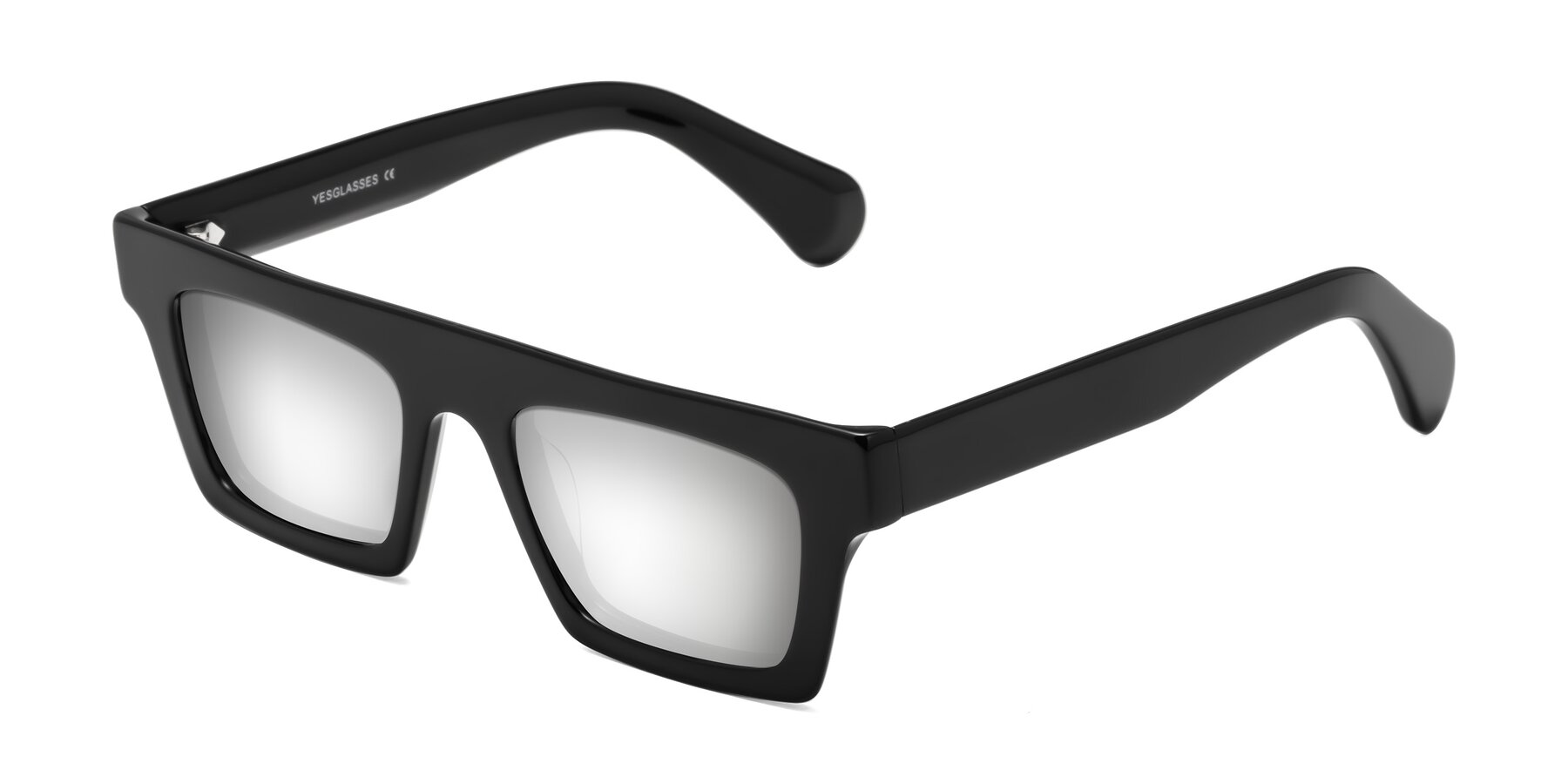 Angle of Senda in Black with Silver Mirrored Lenses