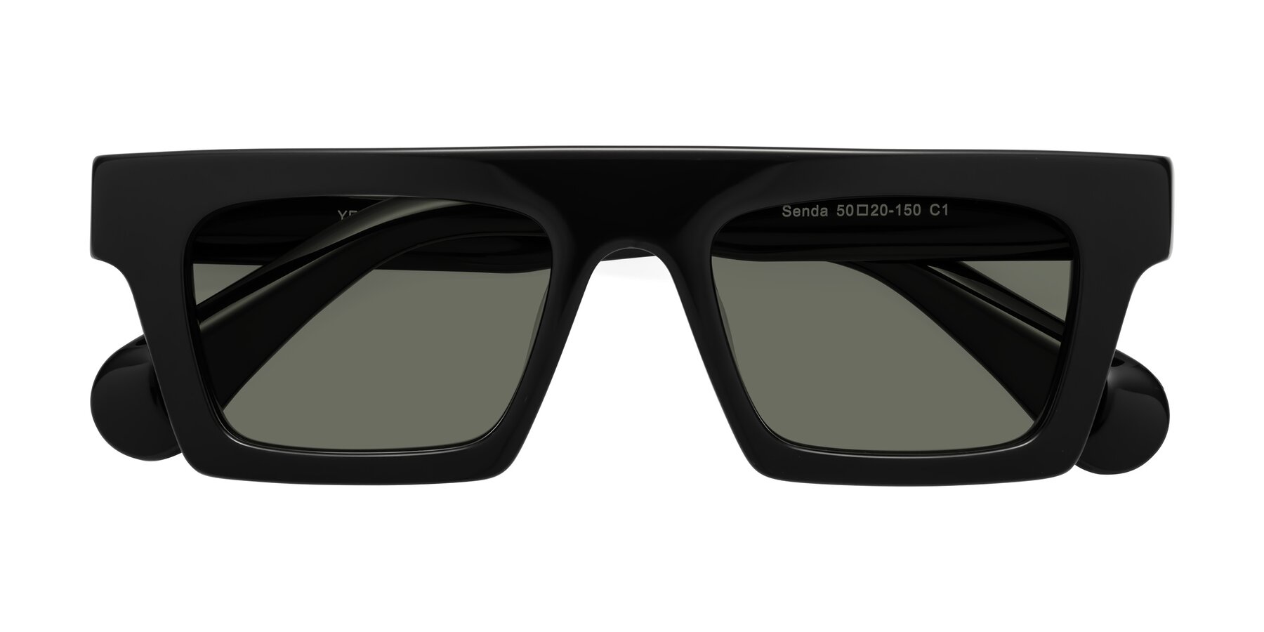 Folded Front of Senda in Black with Gray Polarized Lenses