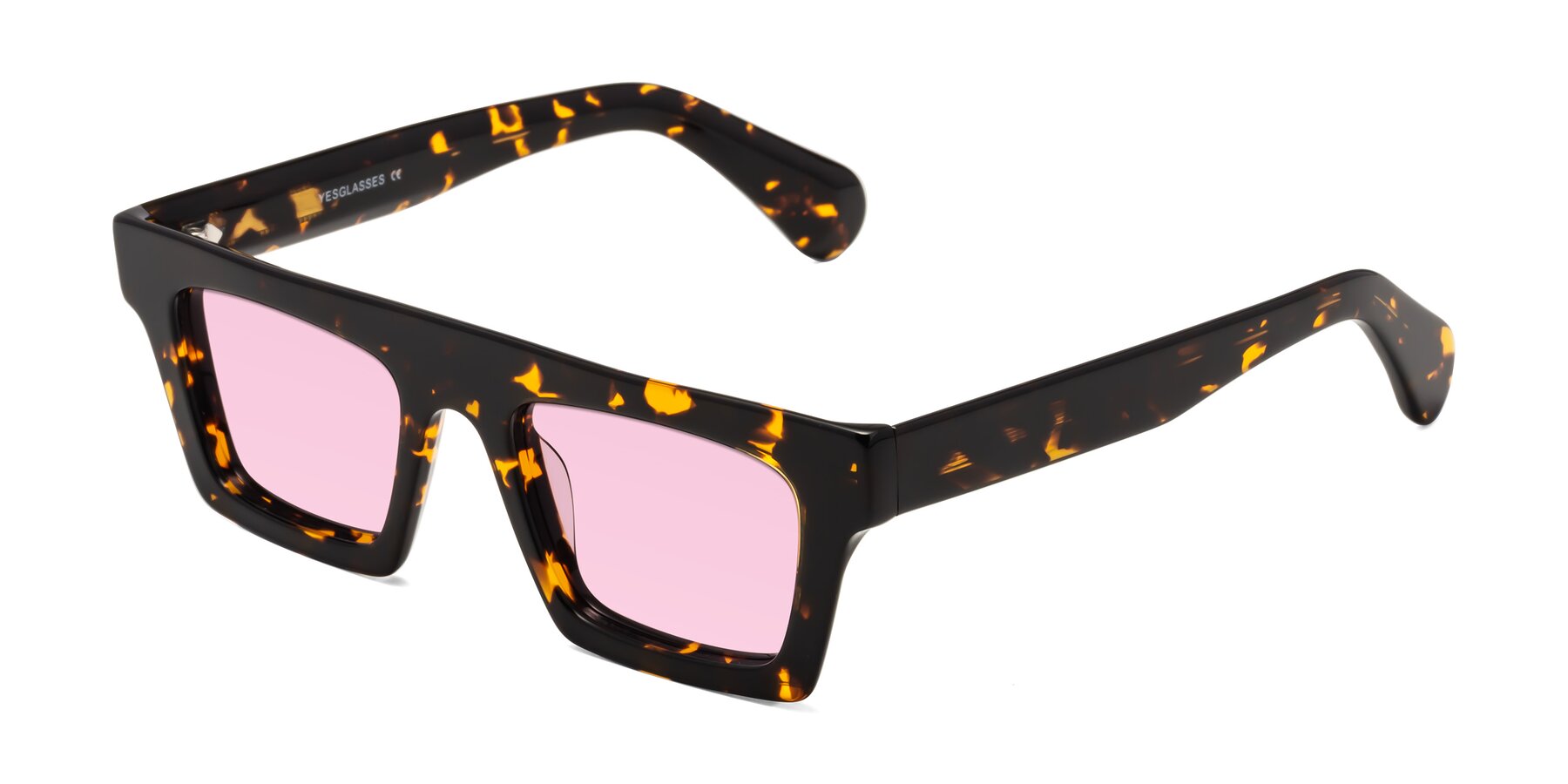Angle of Senda in Tortoise with Light Pink Tinted Lenses