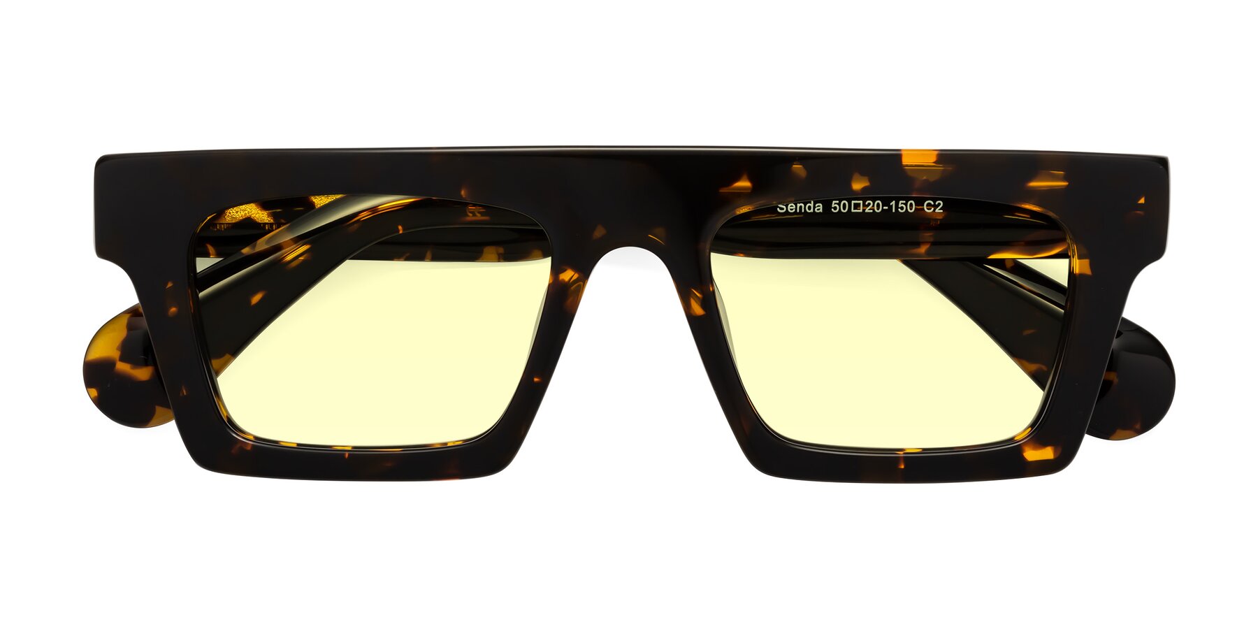 Folded Front of Senda in Tortoise with Light Yellow Tinted Lenses