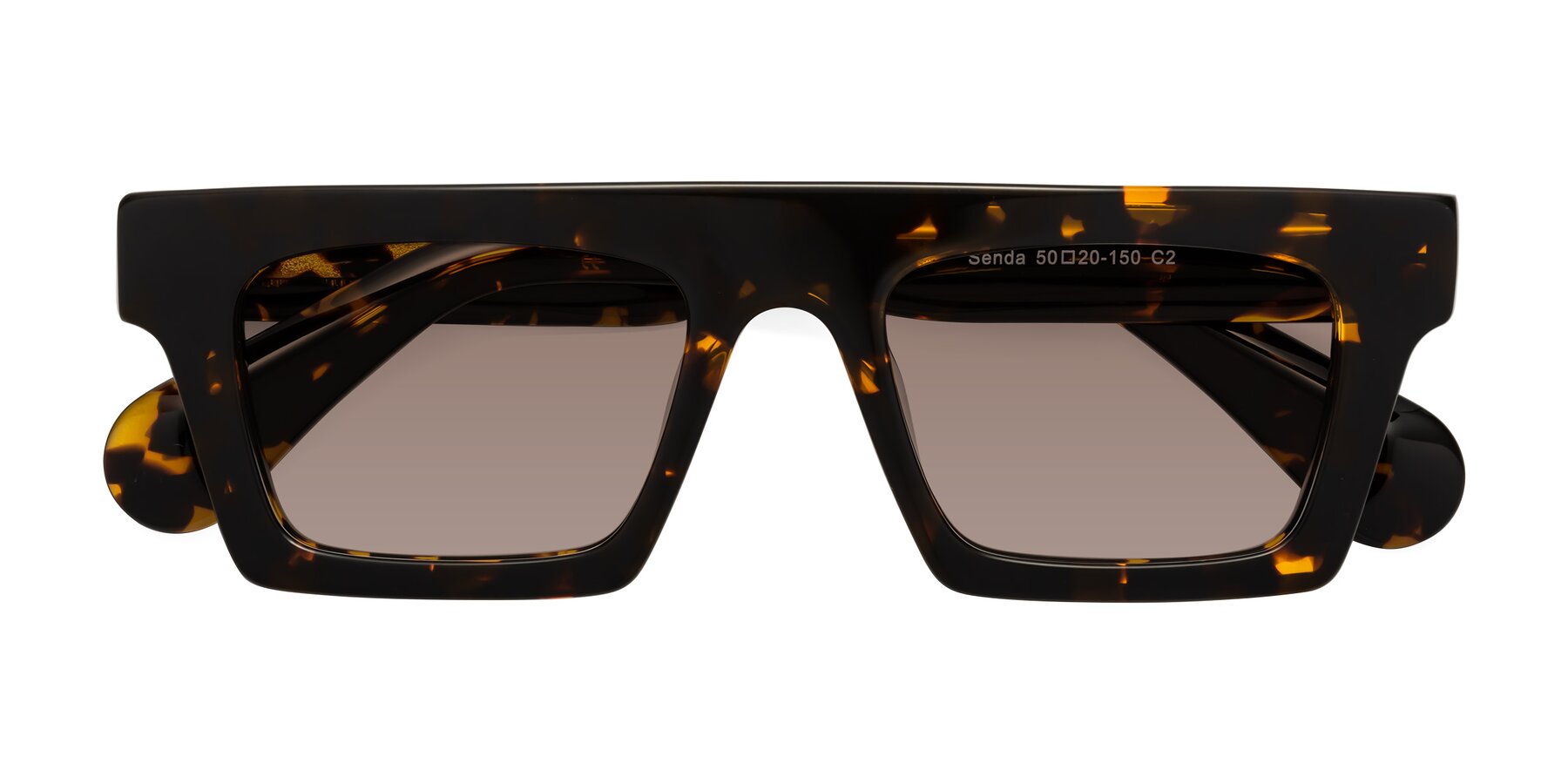Folded Front of Senda in Tortoise with Medium Brown Tinted Lenses