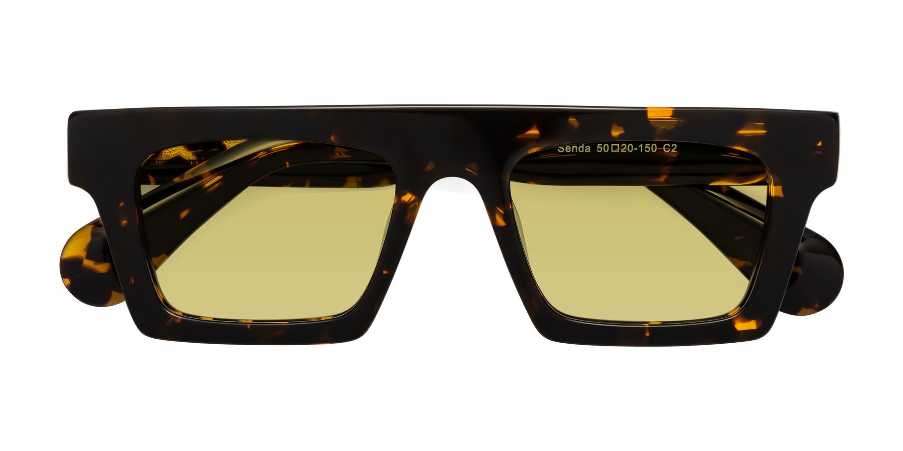 Folded Front of Senda in Tortoise with Medium Champagne Tinted Lenses