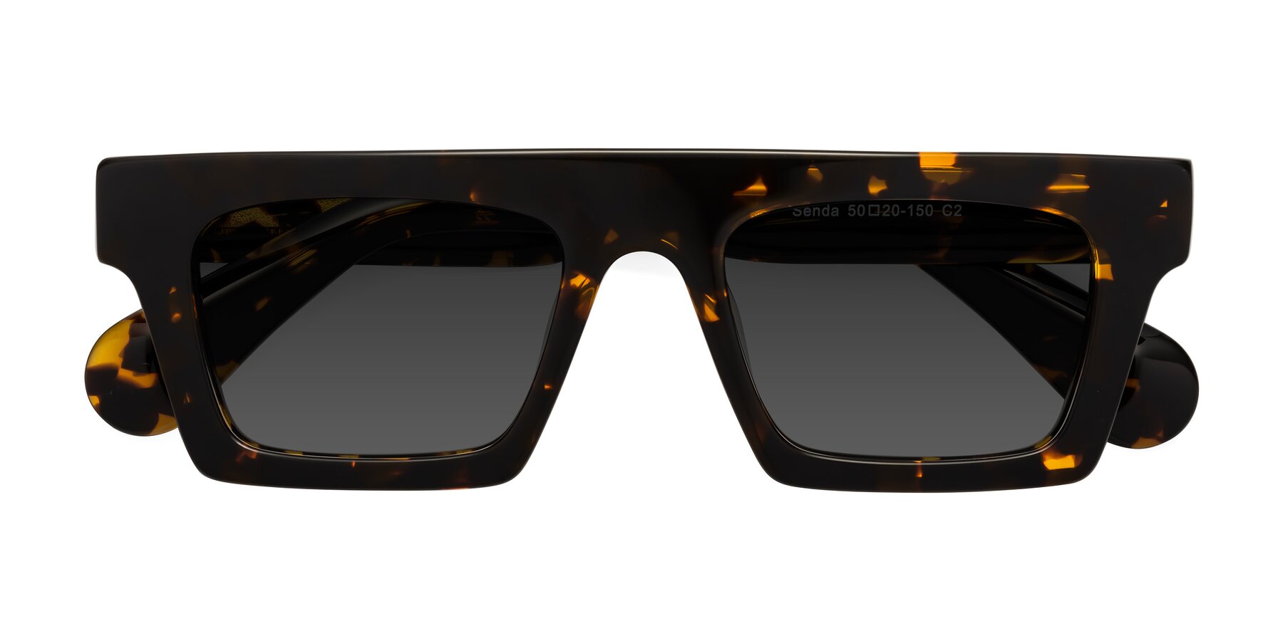 Folded Front of Senda in Tortoise with Gray Tinted Lenses