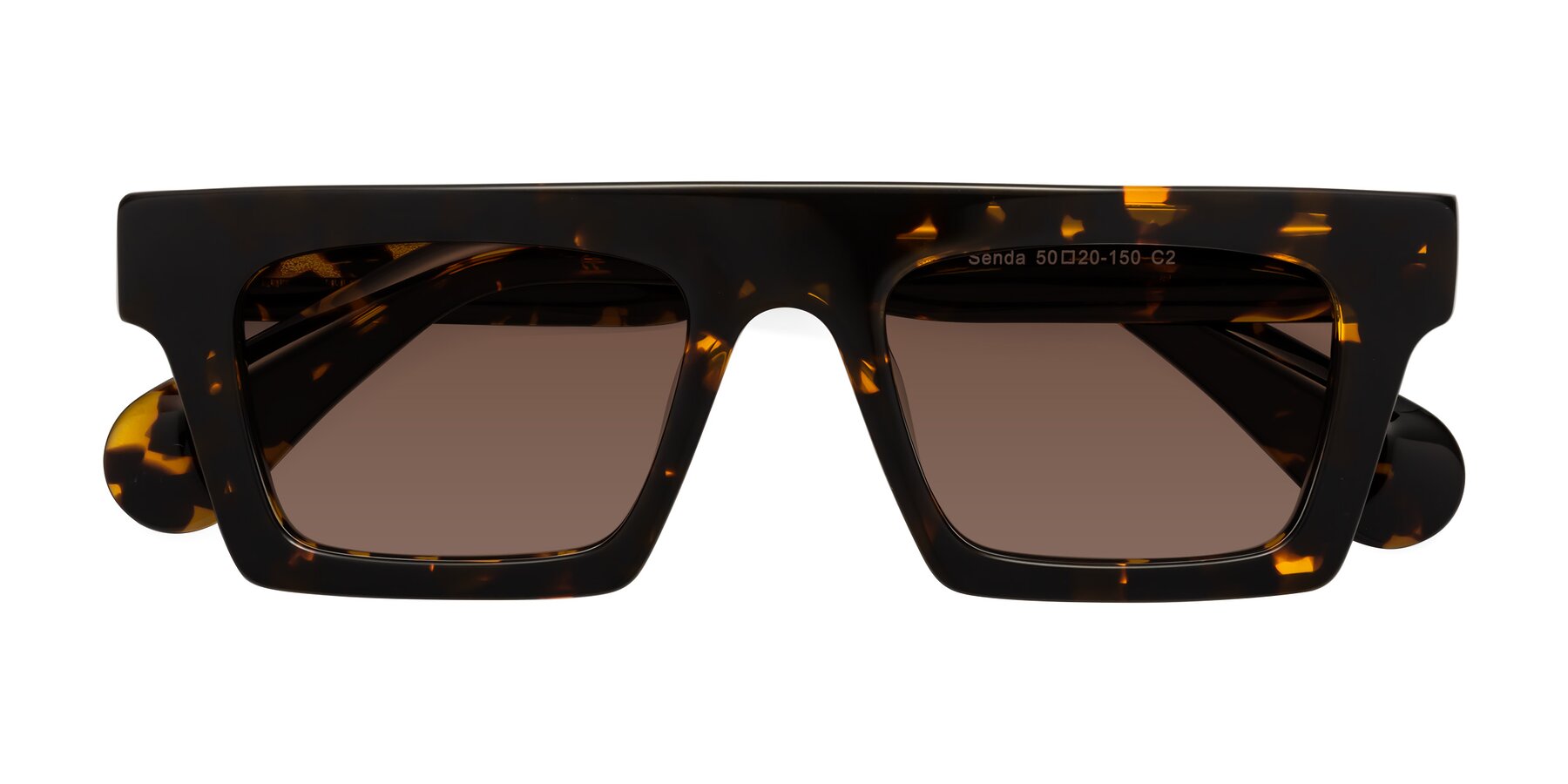 Folded Front of Senda in Tortoise with Brown Tinted Lenses