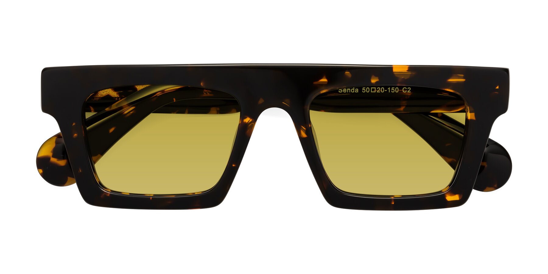 Folded Front of Senda in Tortoise with Champagne Tinted Lenses