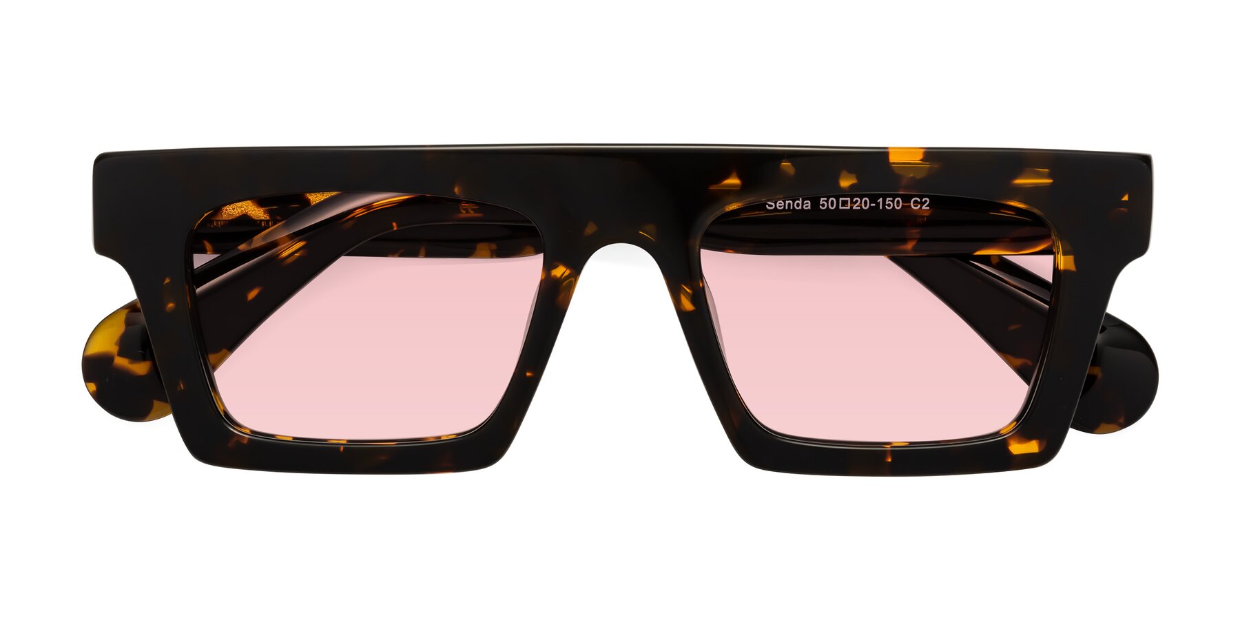 Folded Front of Senda in Tortoise with Light Garnet Tinted Lenses