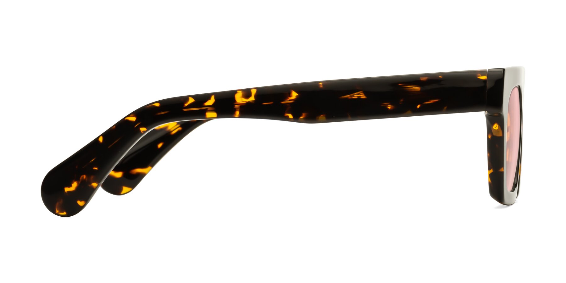 Side of Senda in Tortoise with Light Garnet Tinted Lenses