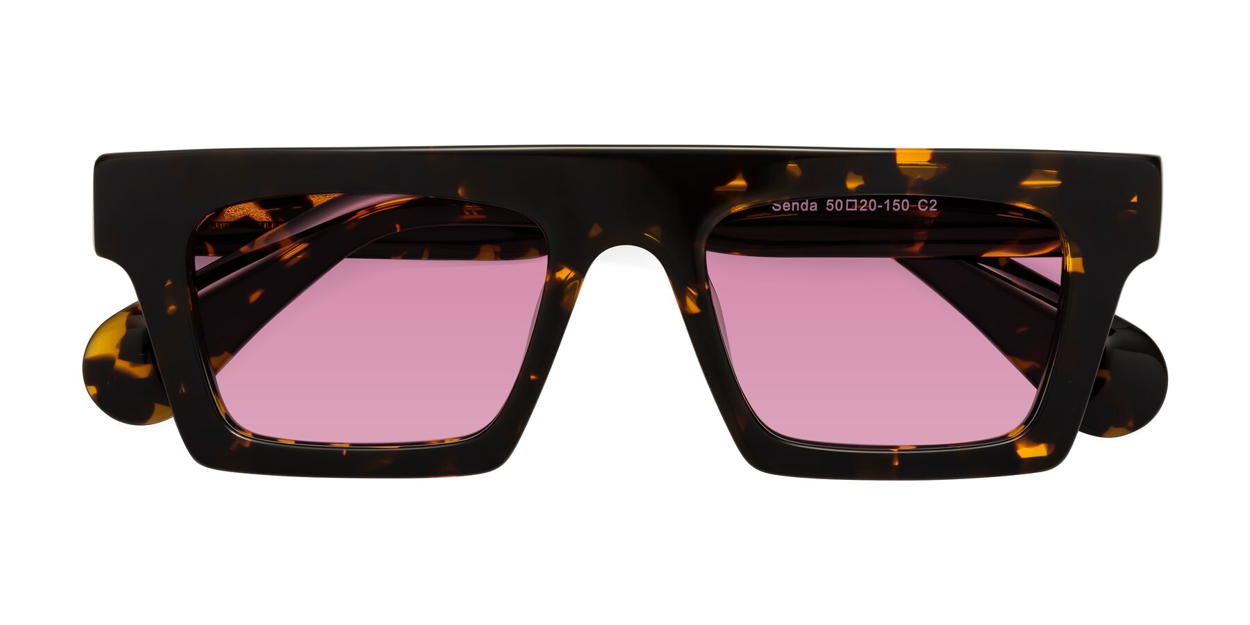 Folded Front of Senda in Tortoise with Medium Wine Tinted Lenses