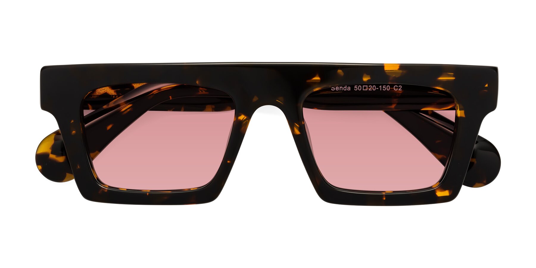 Folded Front of Senda in Tortoise with Medium Garnet Tinted Lenses