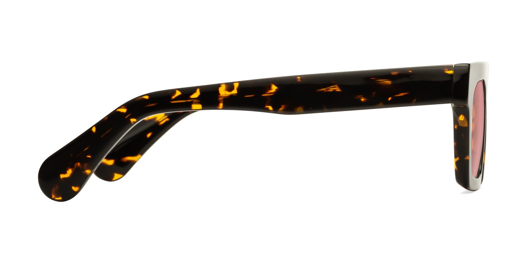 Side of Senda in Tortoise with Medium Garnet Tinted Lenses