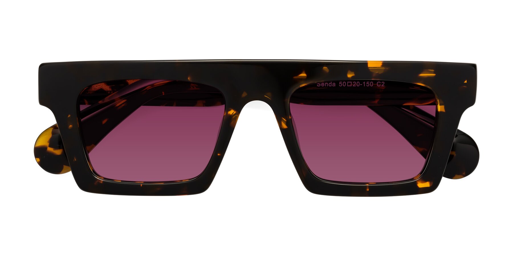 Folded Front of Senda in Tortoise with Wine Tinted Lenses