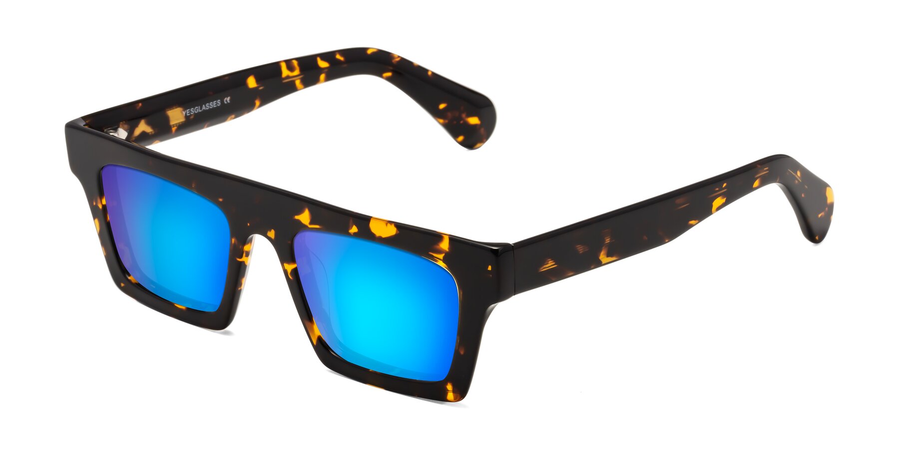 Angle of Senda in Tortoise with Blue Mirrored Lenses