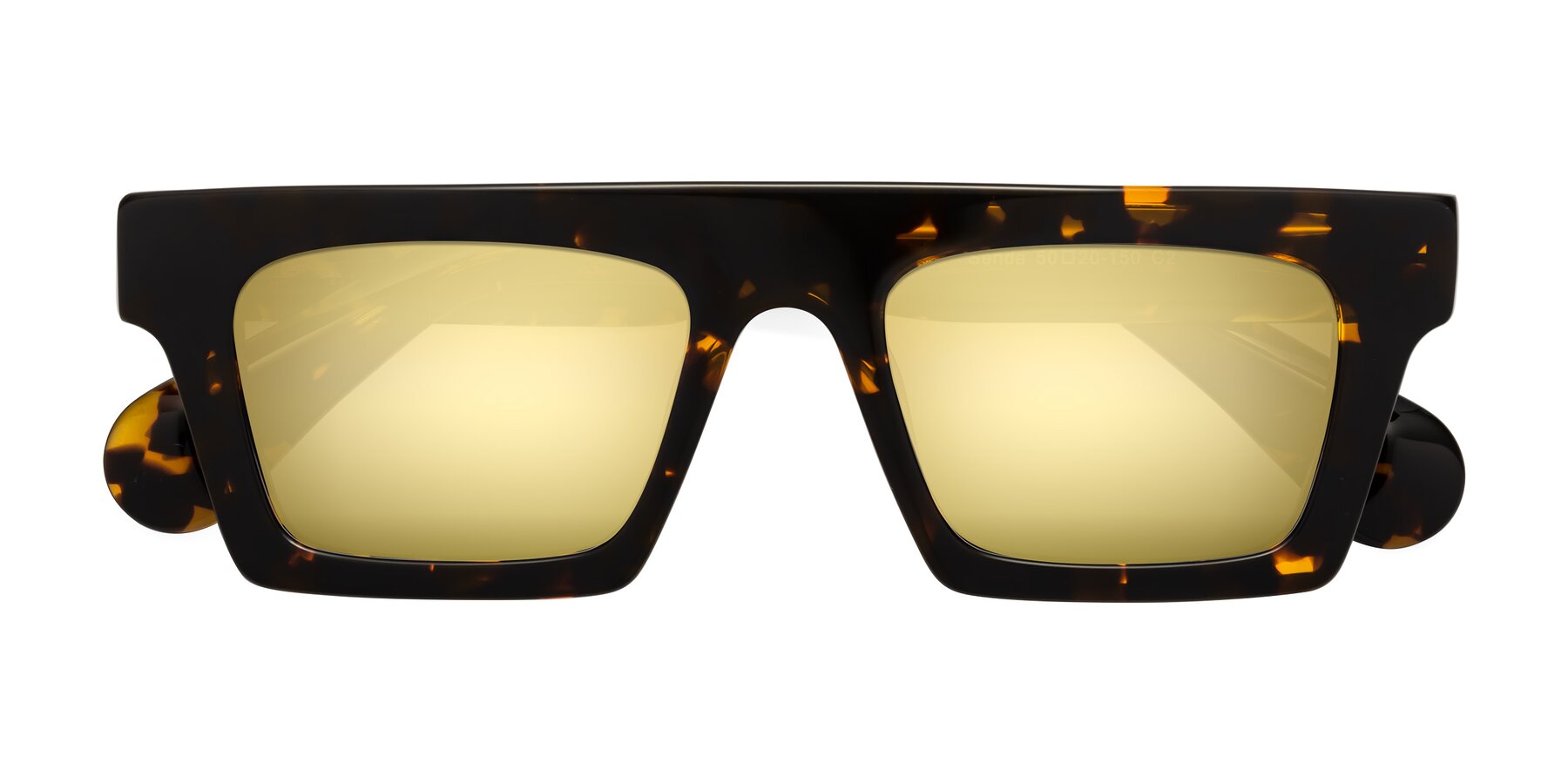 Folded Front of Senda in Tortoise with Gold Mirrored Lenses