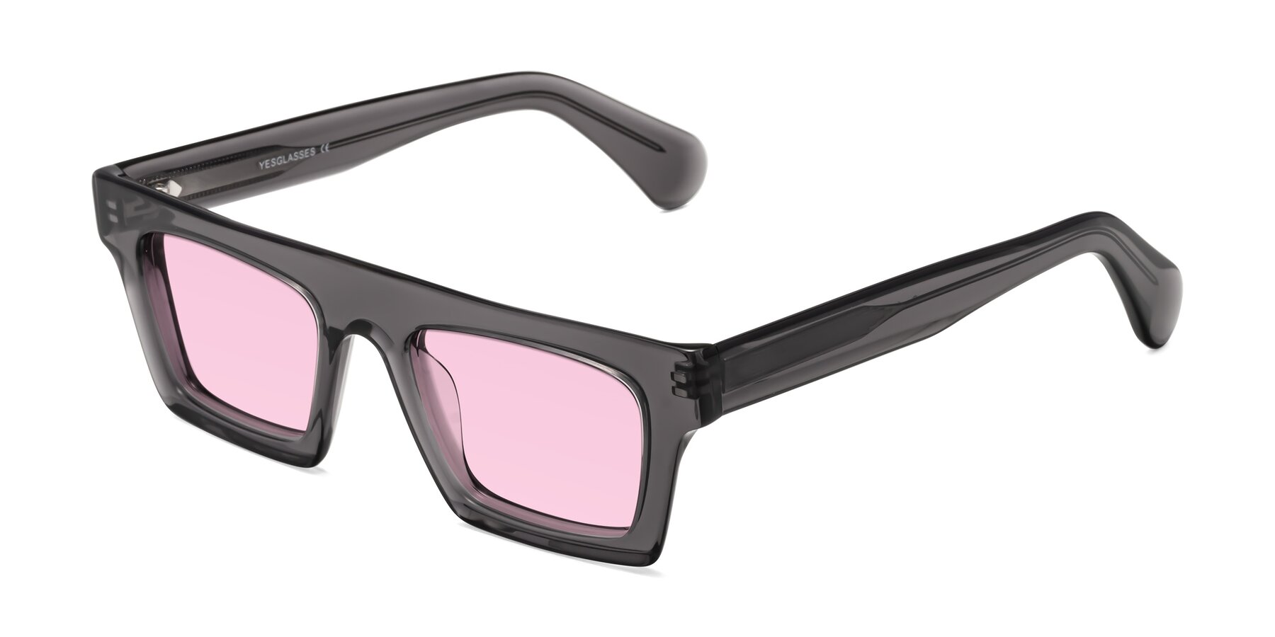 Angle of Senda in Translucent Gray with Light Pink Tinted Lenses
