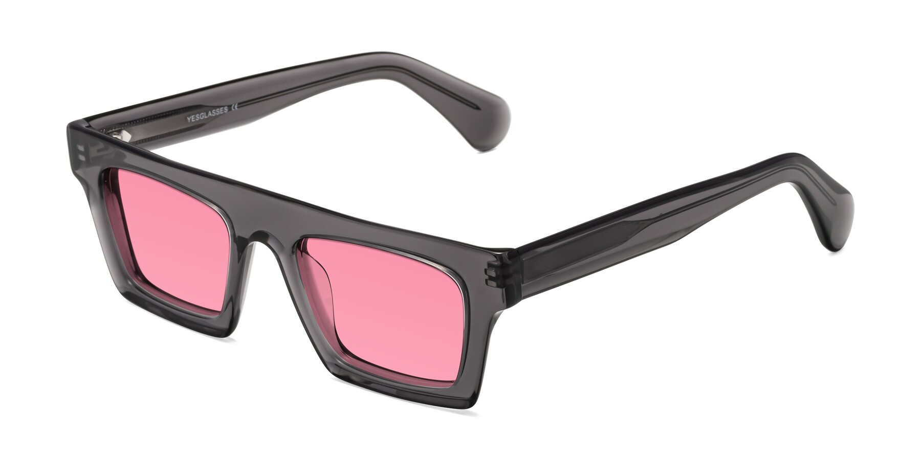 Angle of Senda in Translucent Gray with Pink Tinted Lenses