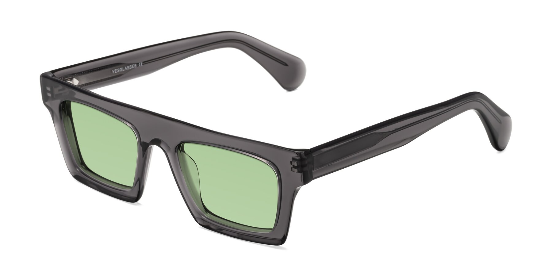 Angle of Senda in Translucent Gray with Medium Green Tinted Lenses