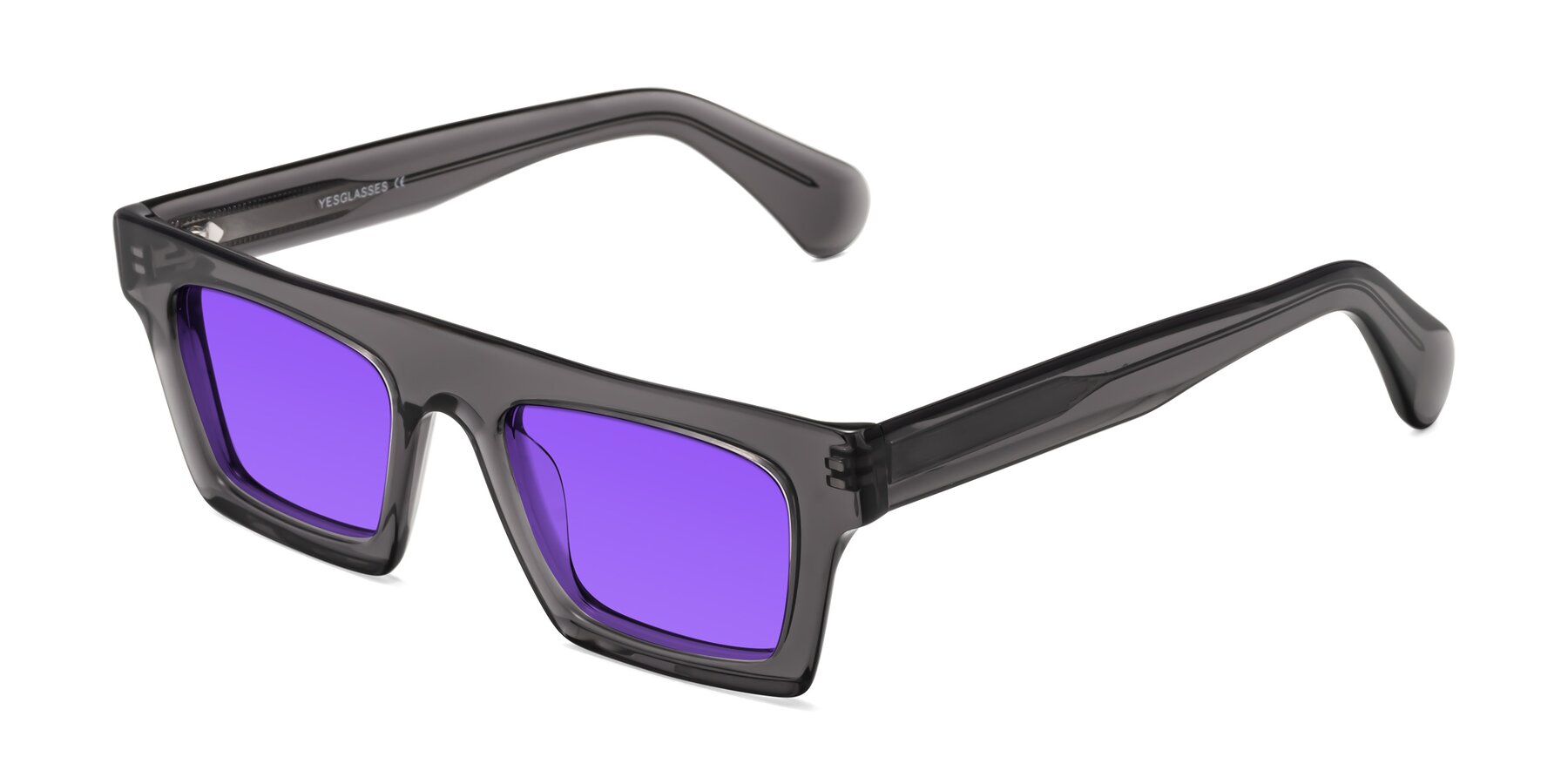 Angle of Senda in Translucent Gray with Purple Tinted Lenses