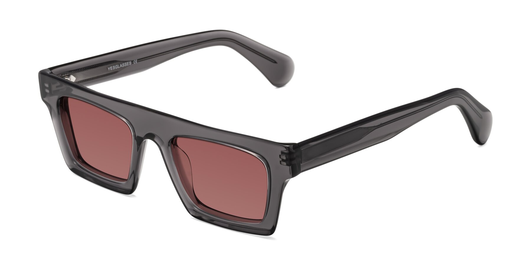 Angle of Senda in Translucent Gray with Garnet Tinted Lenses