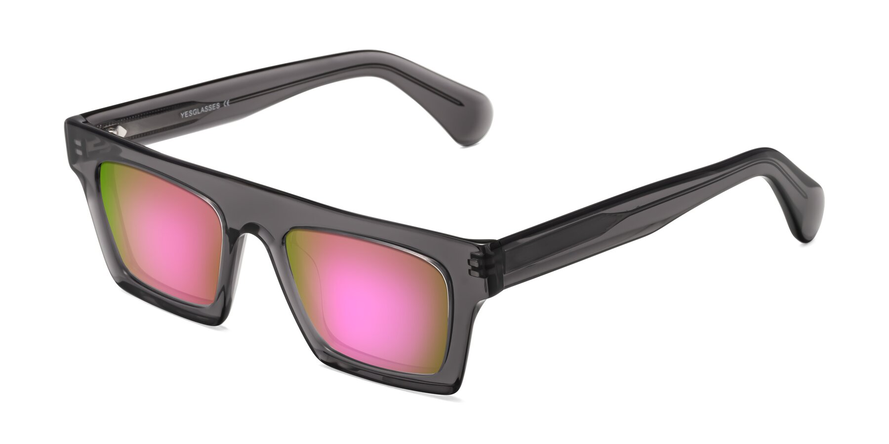 Angle of Senda in Translucent Gray with Pink Mirrored Lenses