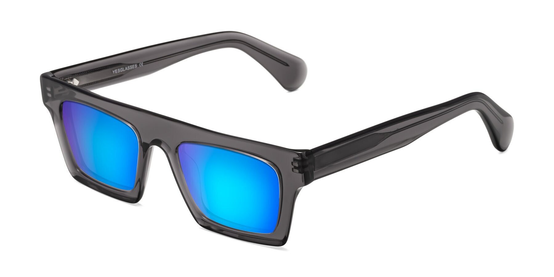 Angle of Senda in Translucent Gray with Blue Mirrored Lenses
