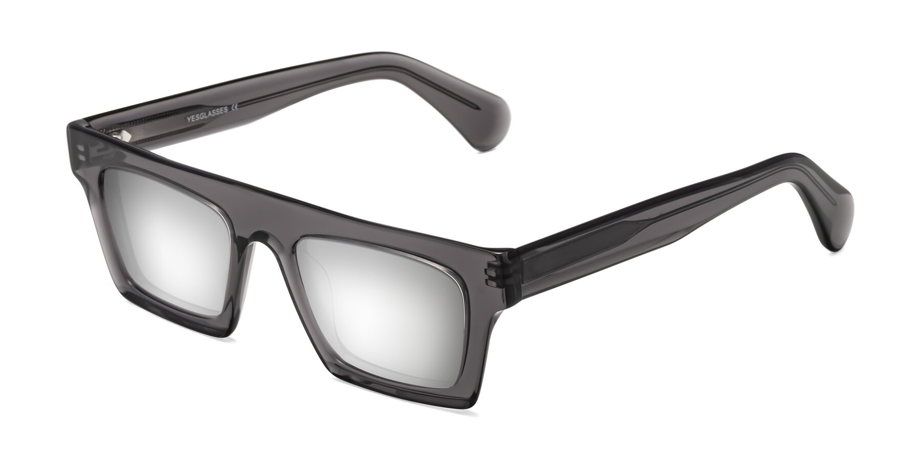 Angle of Senda in Translucent Gray with Silver Mirrored Lenses