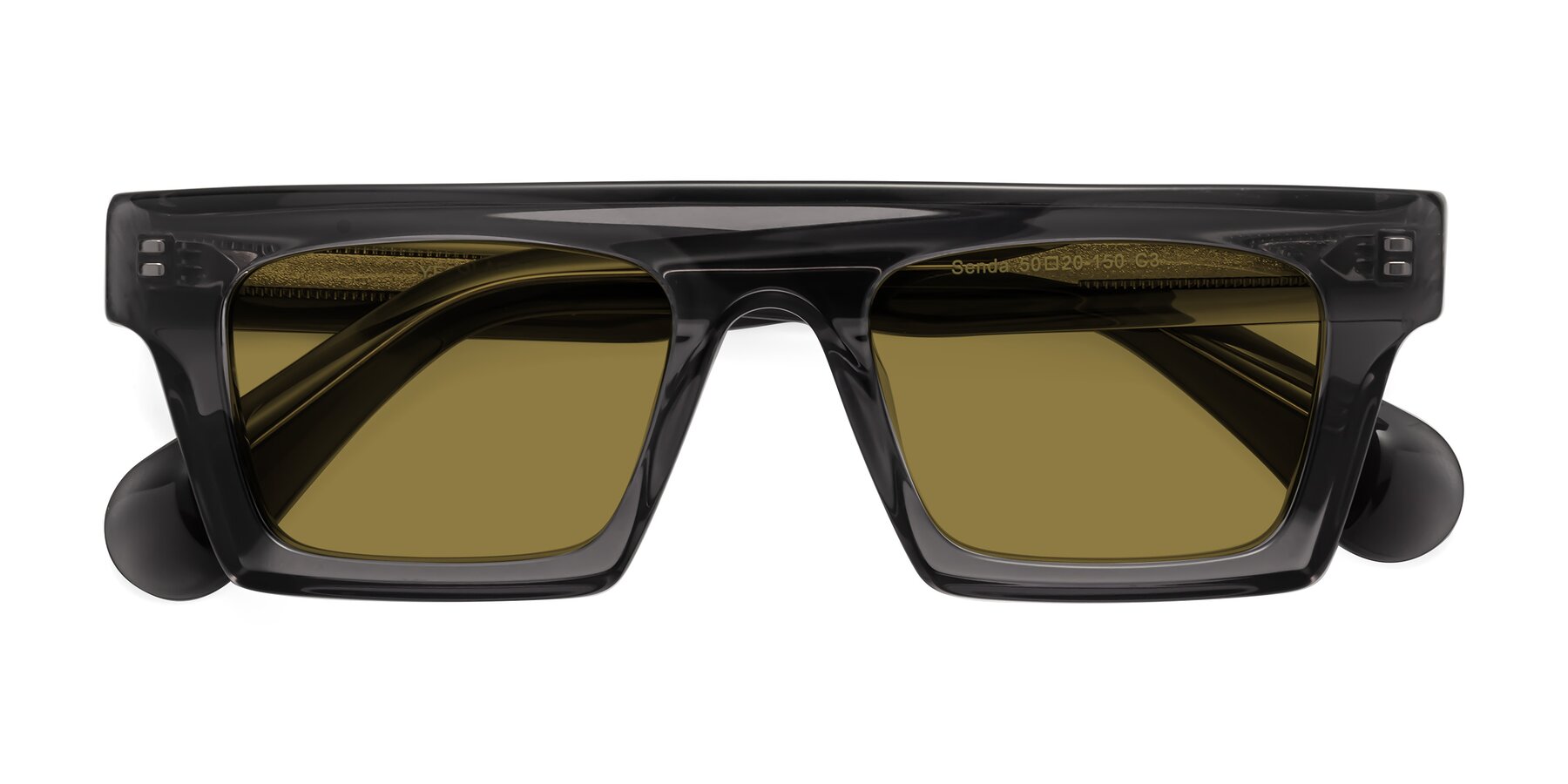 Folded Front of Senda in Translucent Gray with Brown Polarized Lenses