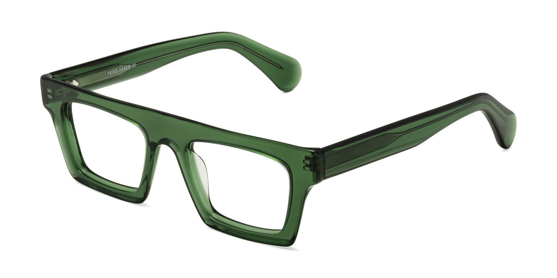 Angle of Senda in Jade Green with Clear Reading Eyeglass Lenses