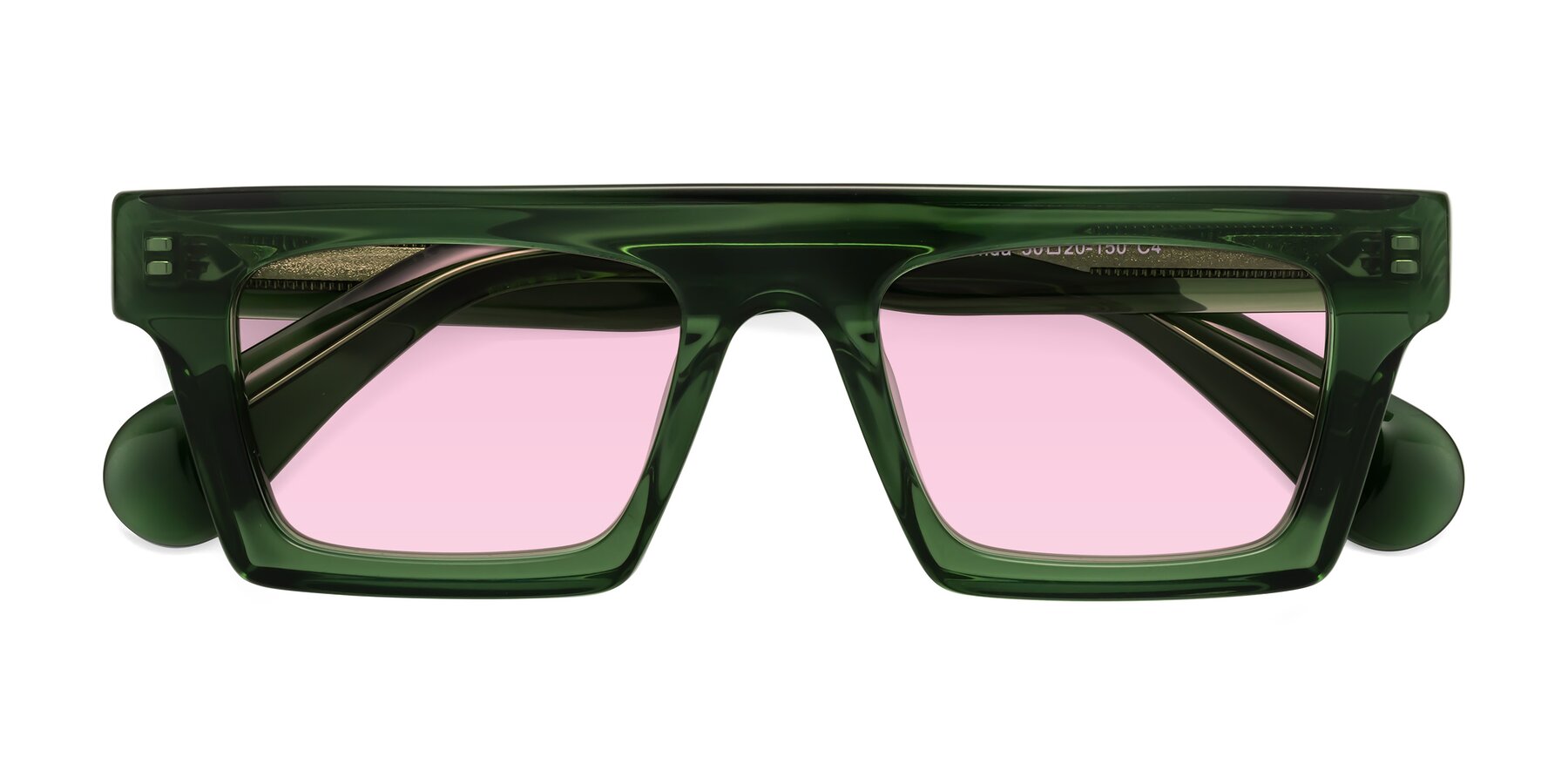 Folded Front of Senda in Jade Green with Light Pink Tinted Lenses