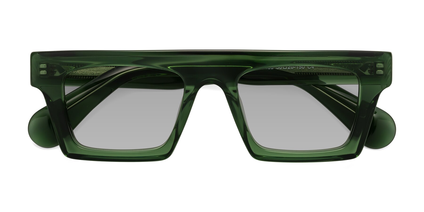 Folded Front of Senda in Jade Green with Light Gray Tinted Lenses