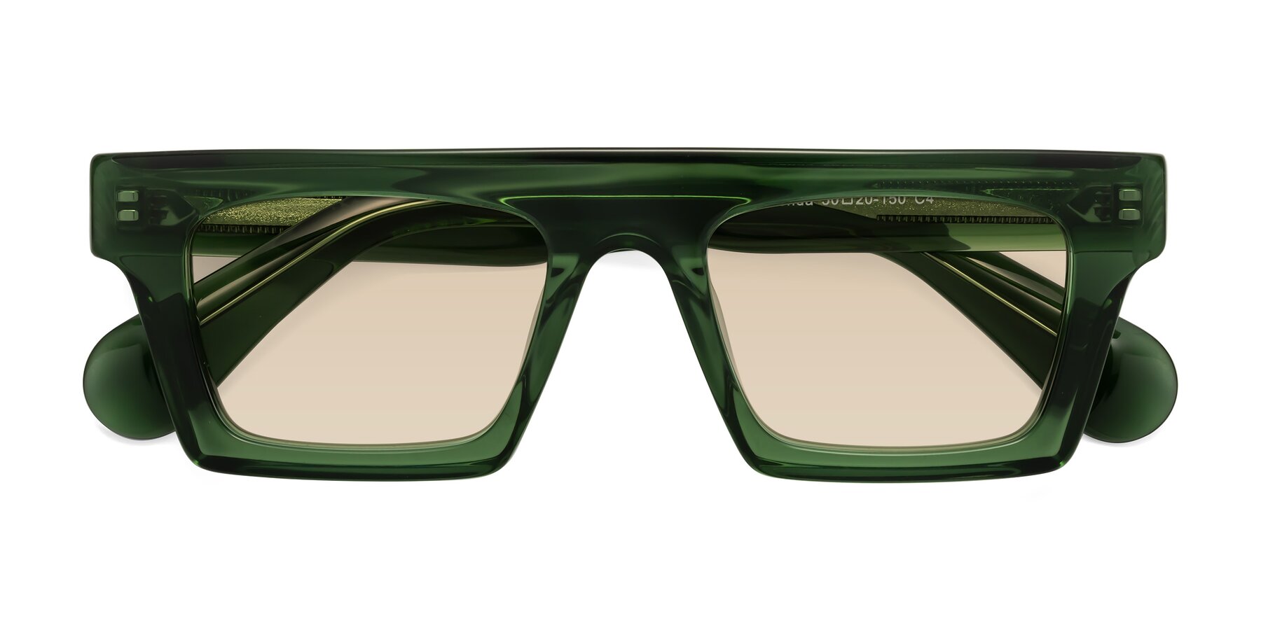 Folded Front of Senda in Jade Green with Light Brown Tinted Lenses