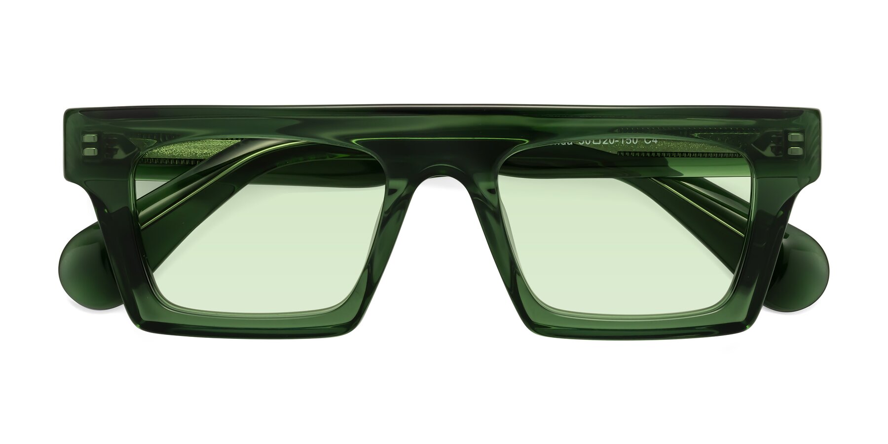 Folded Front of Senda in Jade Green with Light Green Tinted Lenses