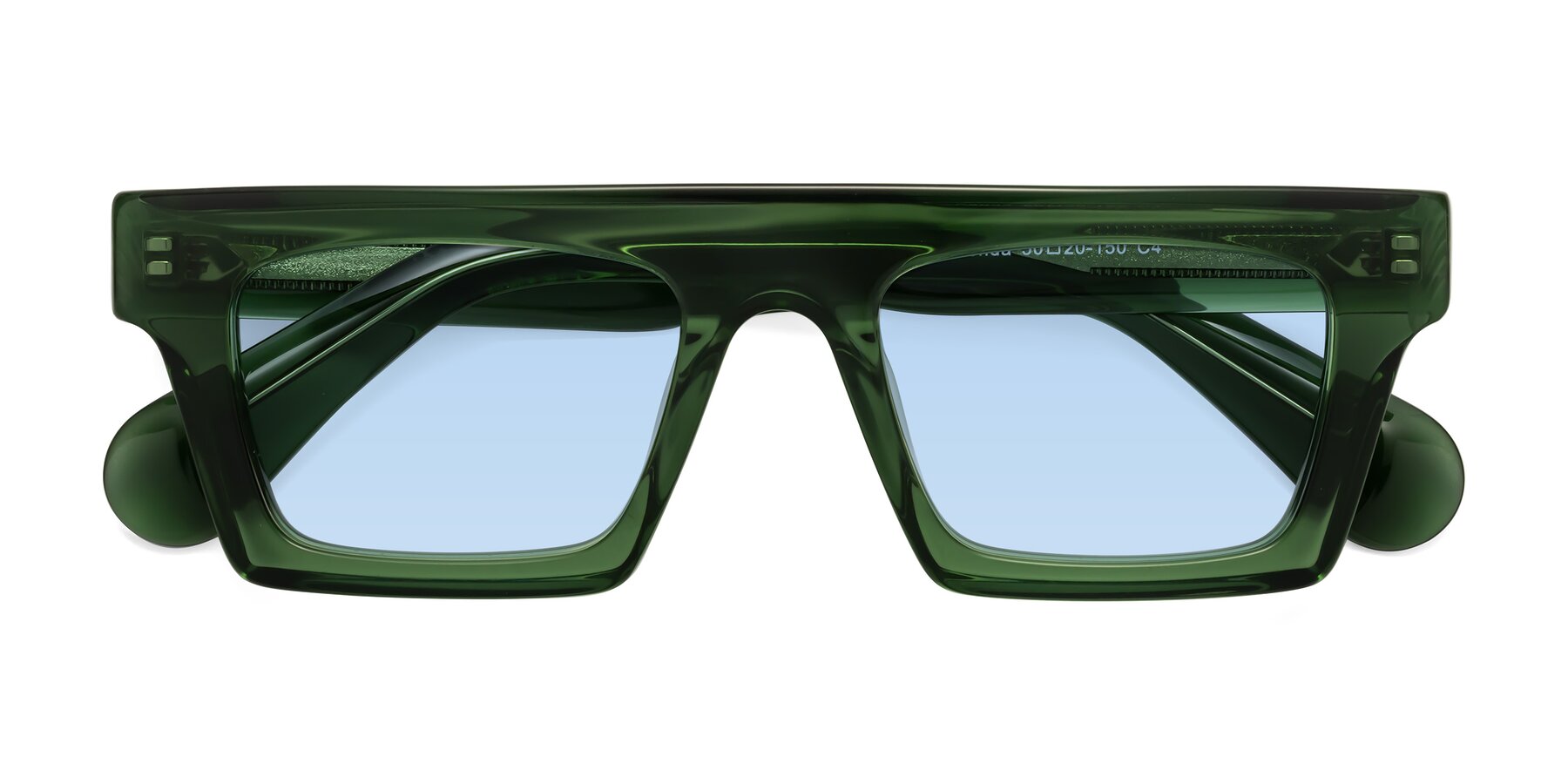 Folded Front of Senda in Jade Green with Light Blue Tinted Lenses
