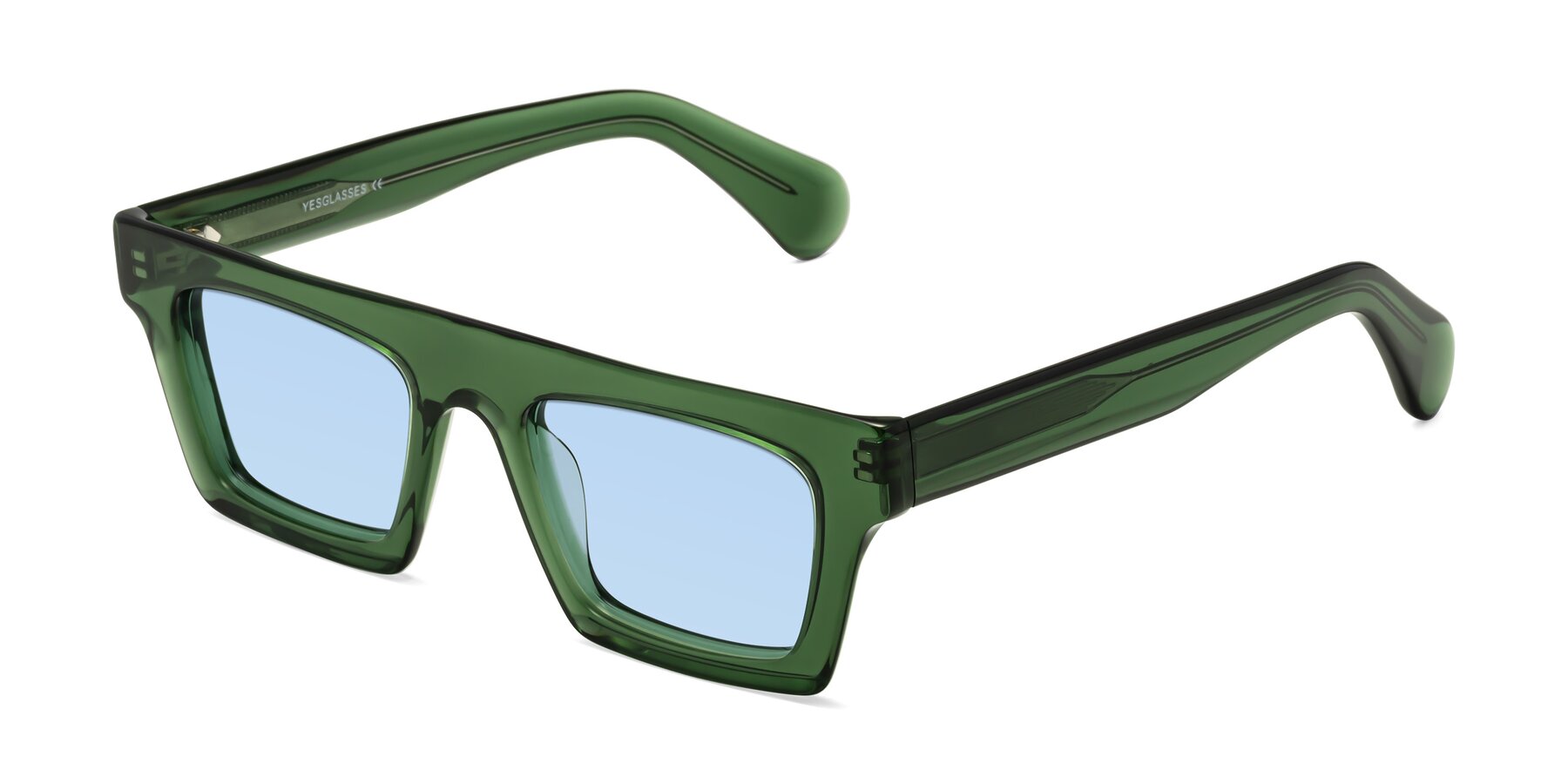 Angle of Senda in Jade Green with Light Blue Tinted Lenses