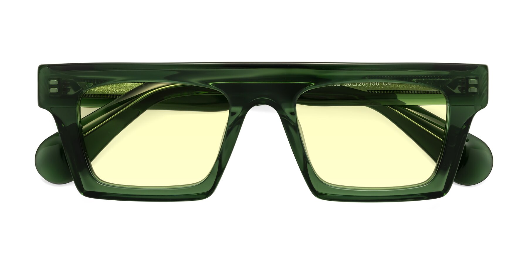 Folded Front of Senda in Jade Green with Light Yellow Tinted Lenses