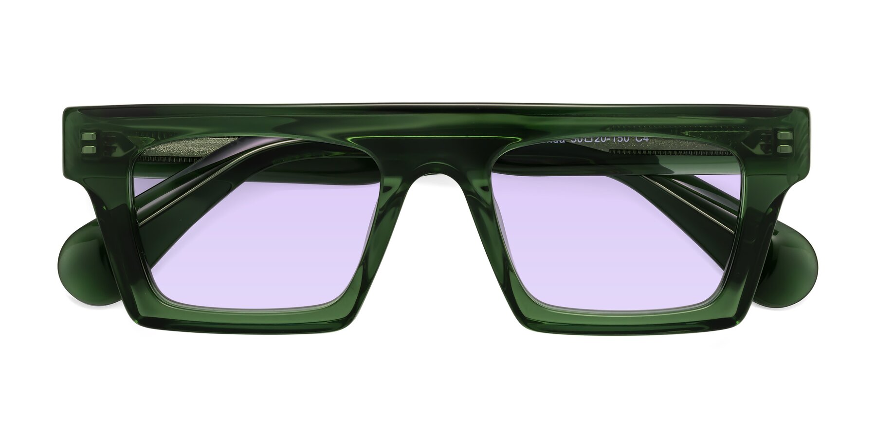 Folded Front of Senda in Jade Green with Light Purple Tinted Lenses