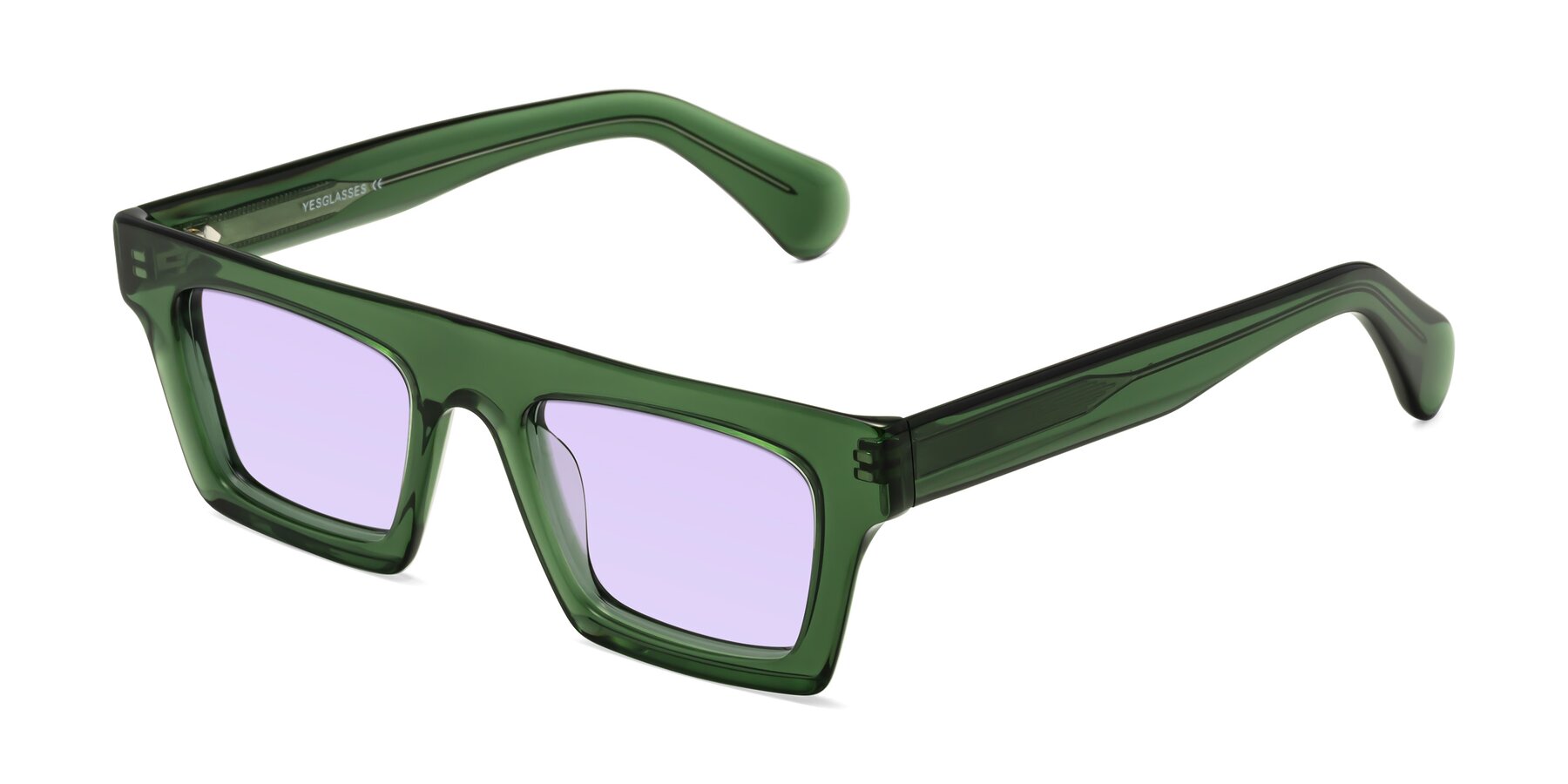 Angle of Senda in Jade Green with Light Purple Tinted Lenses