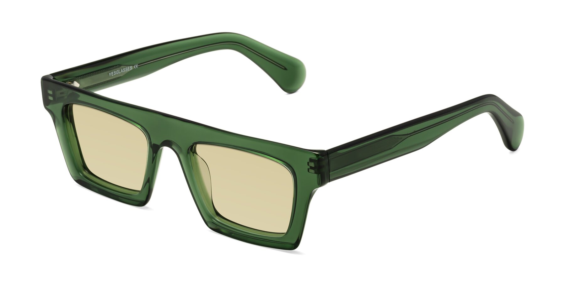 Angle of Senda in Jade Green with Light Champagne Tinted Lenses