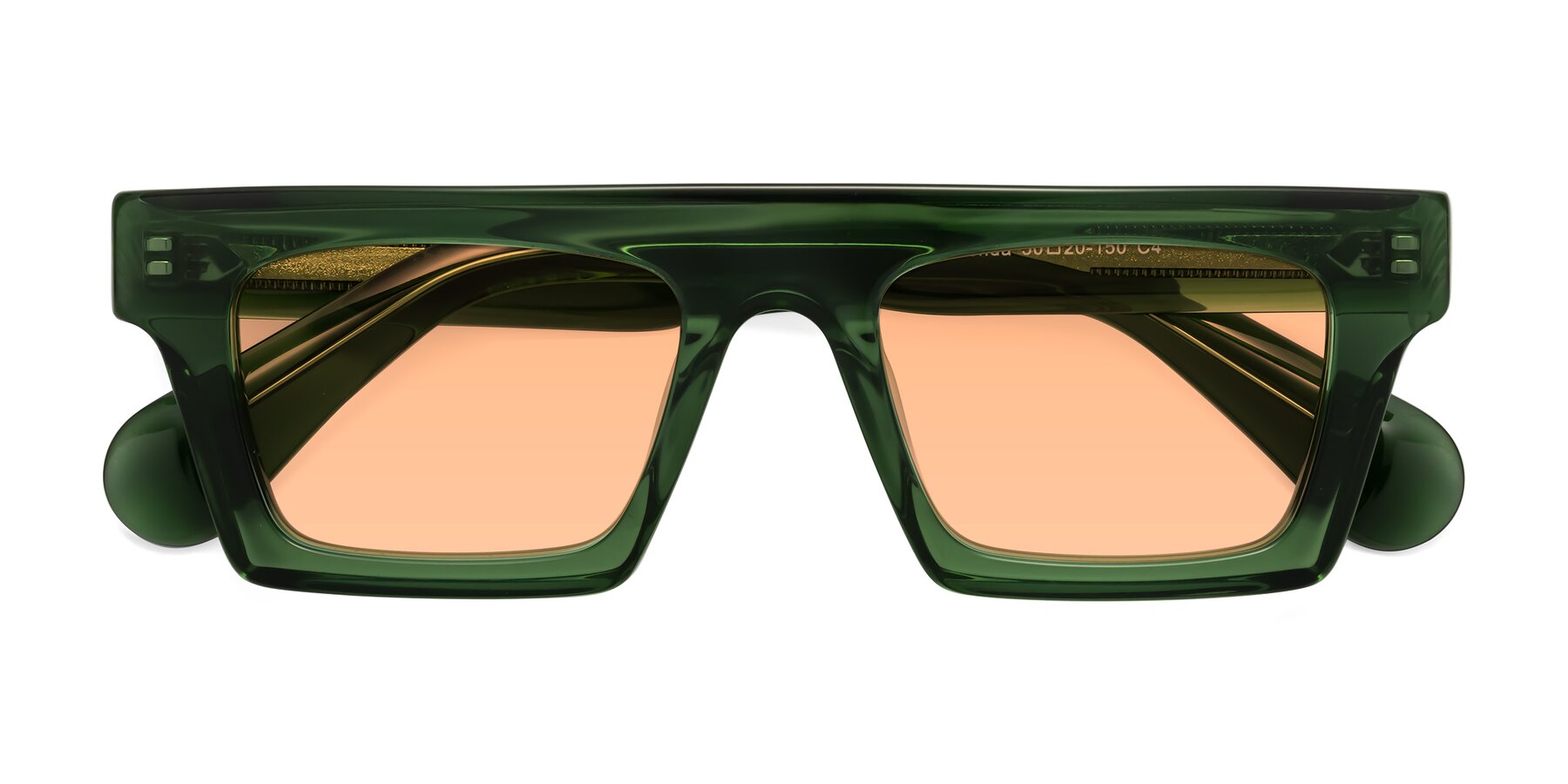 Folded Front of Senda in Jade Green with Light Orange Tinted Lenses