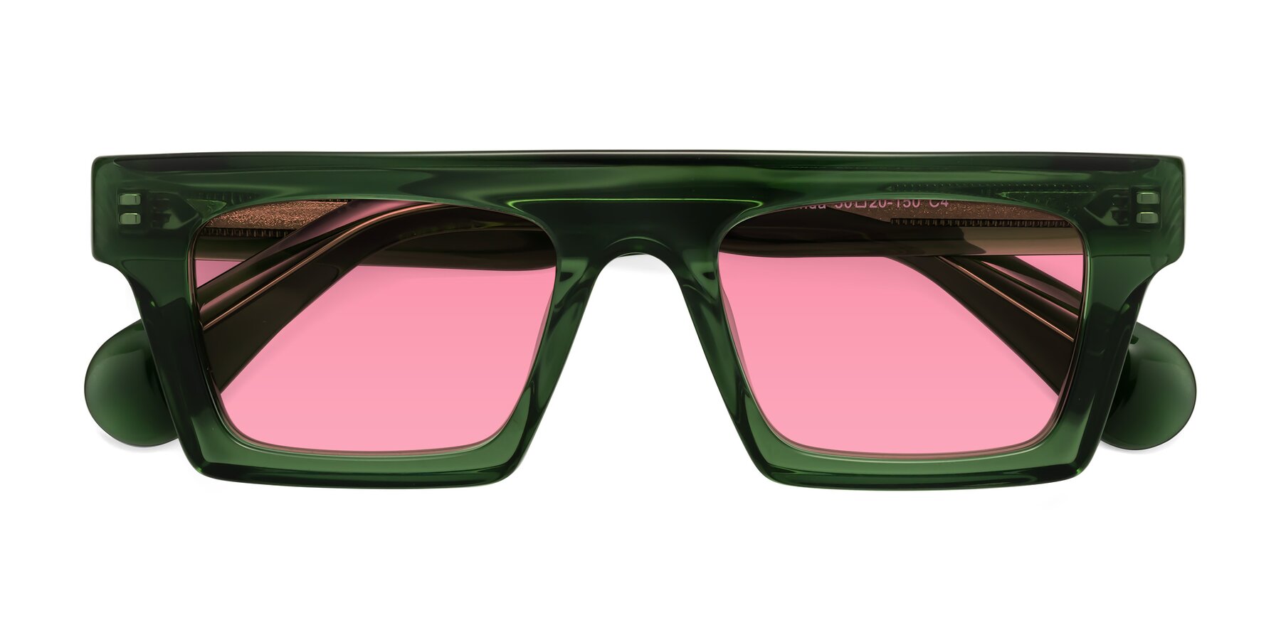Folded Front of Senda in Jade Green with Pink Tinted Lenses