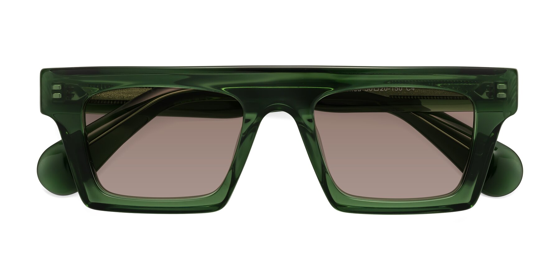 Folded Front of Senda in Jade Green with Medium Brown Tinted Lenses