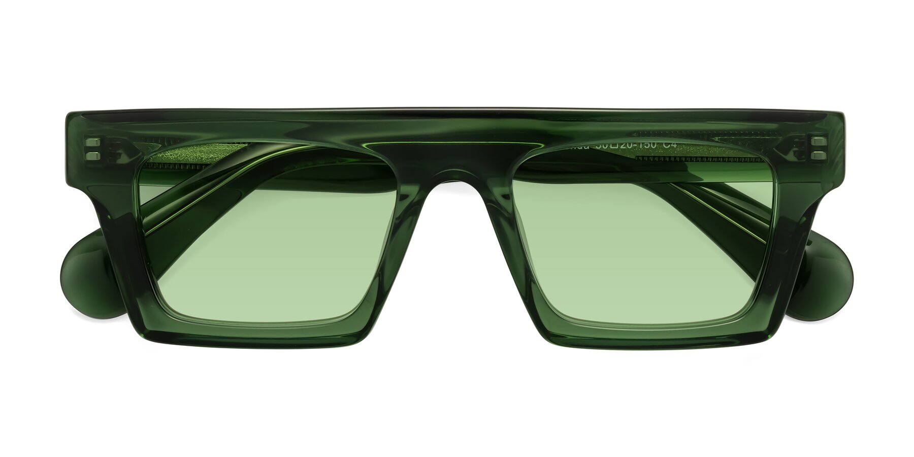 Folded Front of Senda in Jade Green with Medium Green Tinted Lenses