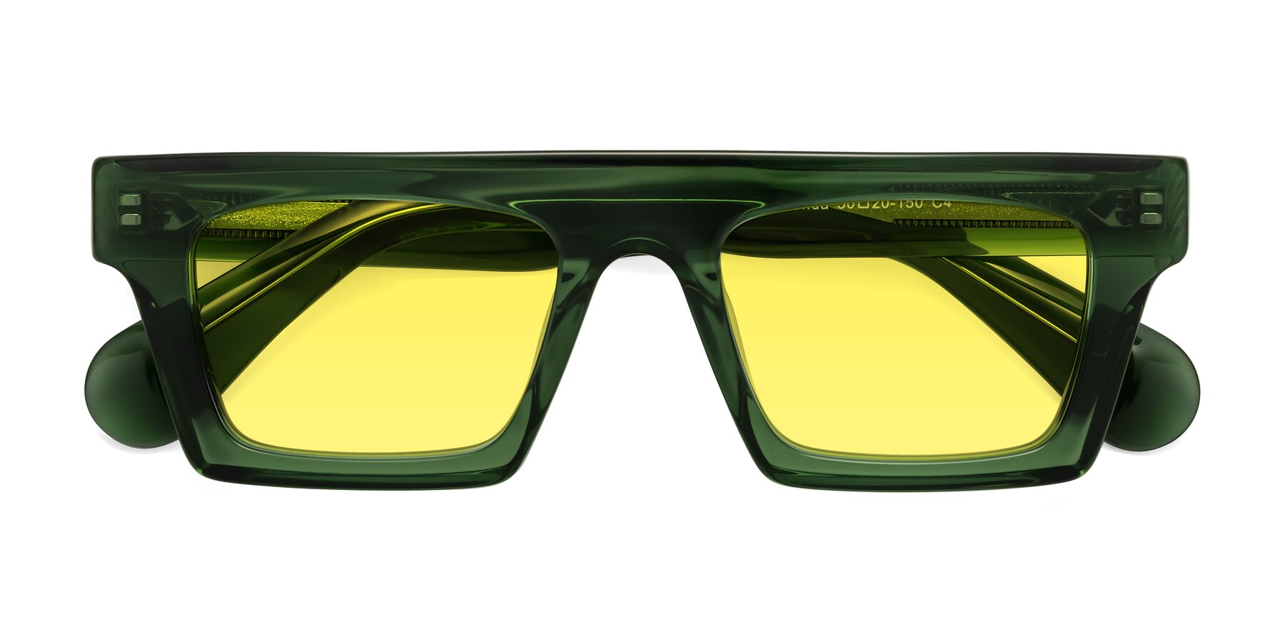 Folded Front of Senda in Jade Green with Medium Yellow Tinted Lenses