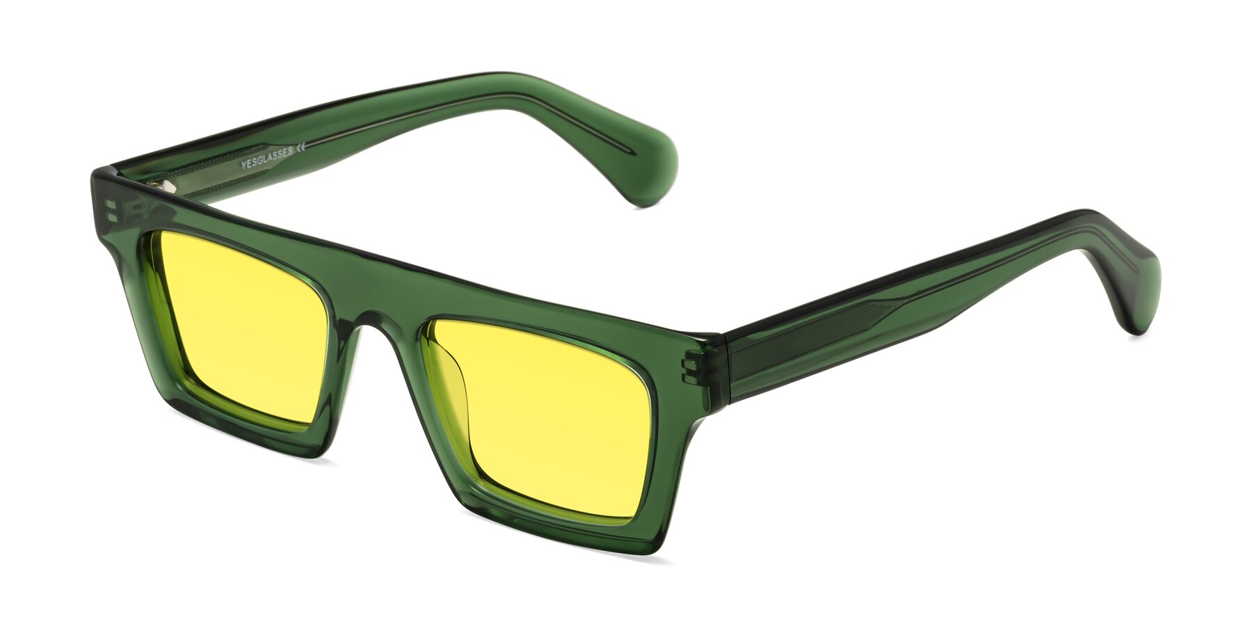 Angle of Senda in Jade Green with Medium Yellow Tinted Lenses