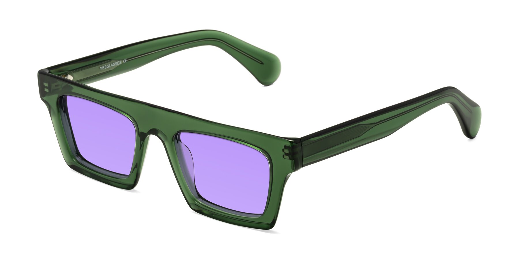 Angle of Senda in Jade Green with Medium Purple Tinted Lenses