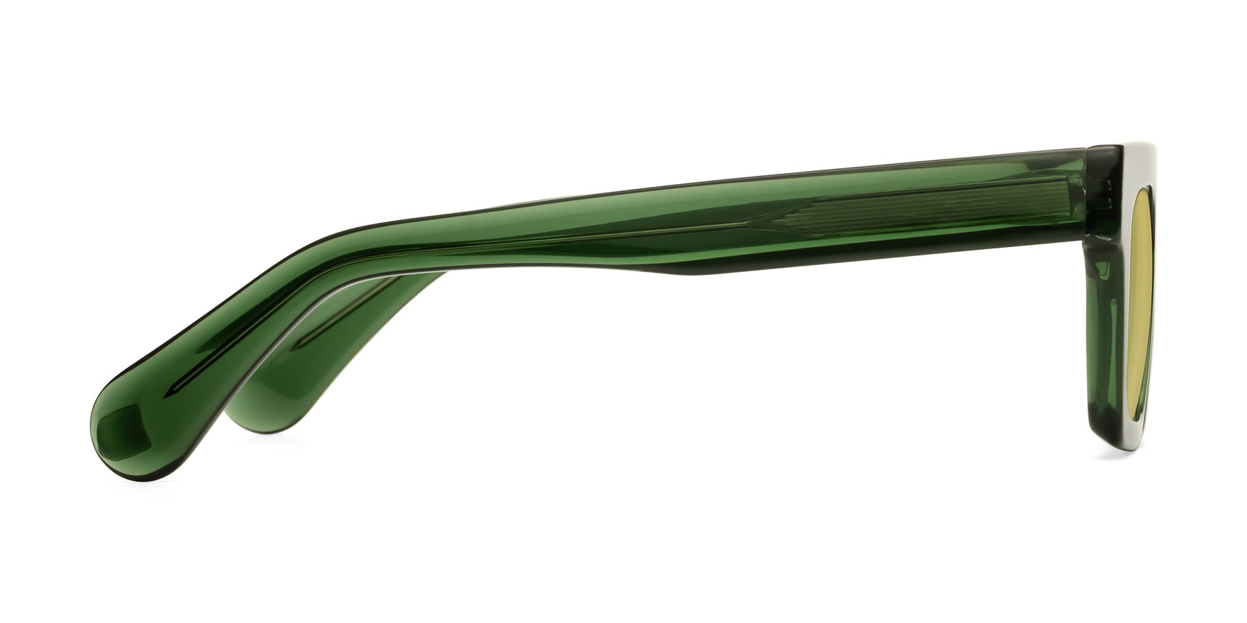 Side of Senda in Jade Green with Medium Champagne Tinted Lenses