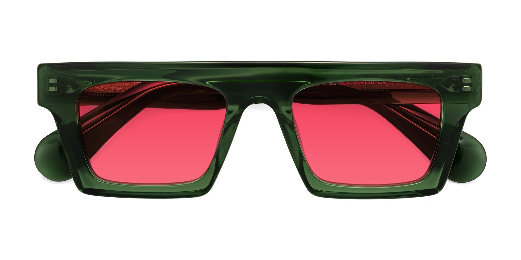 Folded Front of Senda in Jade Green with Red Tinted Lenses