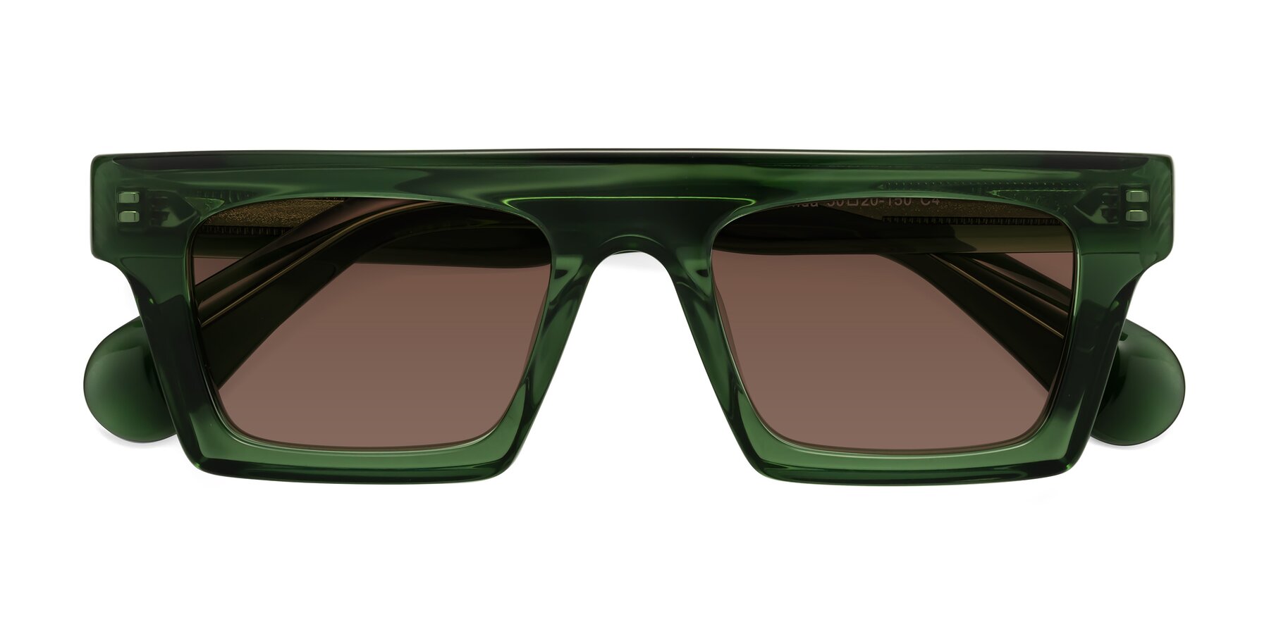 Folded Front of Senda in Jade Green with Brown Tinted Lenses
